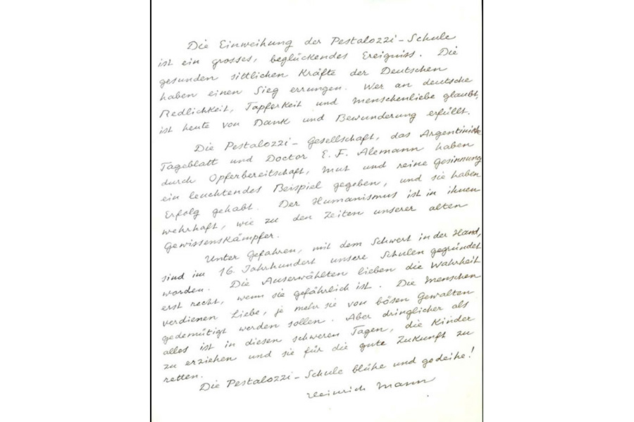Carta de felicitación de Heinrich Mann